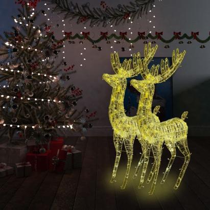 Ren de Crăciun 250 LED-uri, 2 buc., alb cald, 180 cm, acril XXL GartenMobel Dekor
