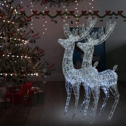 Ren de Crăciun 250 LED-uri, 2 buc., alb rece, 180 cm, acril XXL GartenMobel Dekor