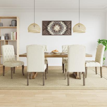Scaune de bucătărie, 6 buc., bej, textil cu aspect de pânză GartenMobel Dekor