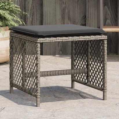 Scaune de grădină cu perne, 4 buc. gri 41x41x36 cm poliratan GartenMobel Dekor