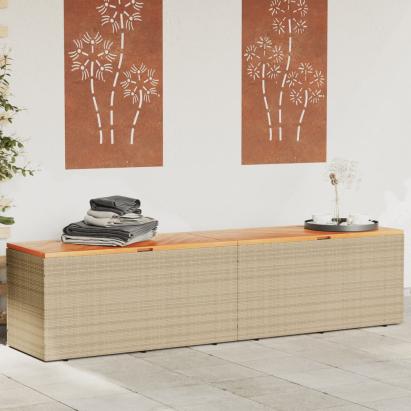 Cutie depozitare grădină bej 220x50x54 cm lemn acacia poliratan GartenMobel Dekor