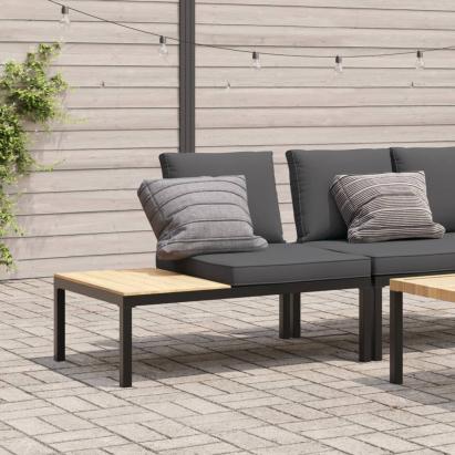 Bancă de grădină cu perne, negru, aluminiu GartenMobel Dekor