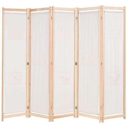 Paravan cameră, 5 panouri, crem, 200x170x4 cm, material textil  GartenMobel Dekor