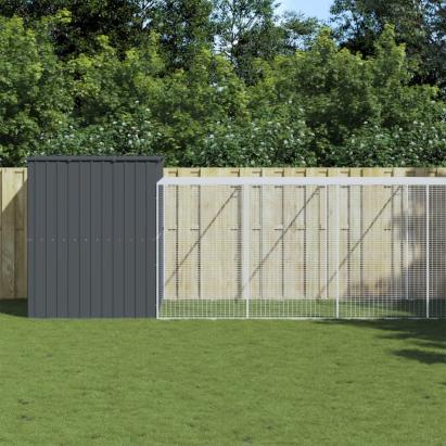 Cușcă de câine cu țarc antracit 214x661x181 cm oțel galvanizat GartenMobel Dekor