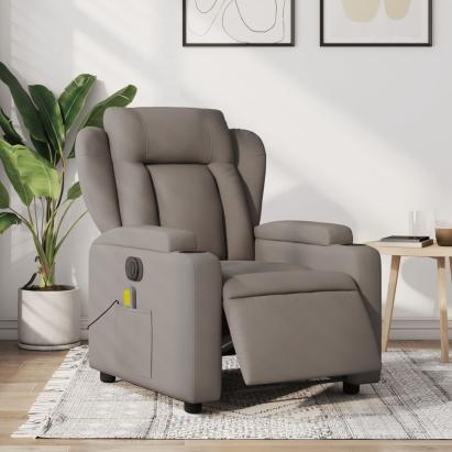 Fotoliu electric de masaj rabatabil, gri taupe, textil GartenMobel Dekor