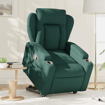 Fotoliu rabatabil ridicare pe verticală, verde închis, textil GartenMobel Dekor