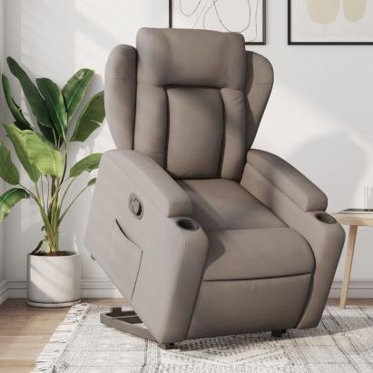 Fotoliu rabatabil cu ridicare pe verticală, gri taupe, textil GartenMobel Dekor