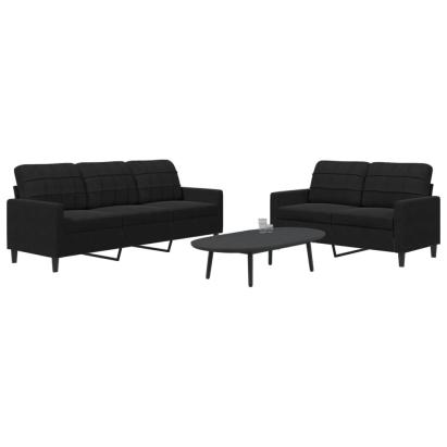 Set de canapele cu perne, 2 piese, negru, catifea GartenMobel Dekor