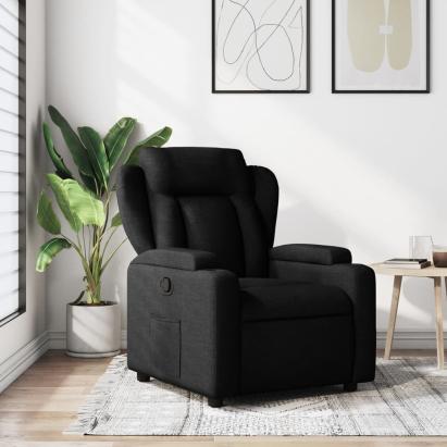 Fotoliu rabatabil, negru, material textil GartenMobel Dekor