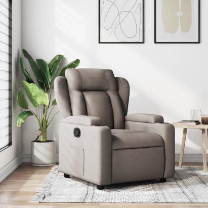 Fotoliu rabatabil, gri taupe, material textil GartenMobel Dekor