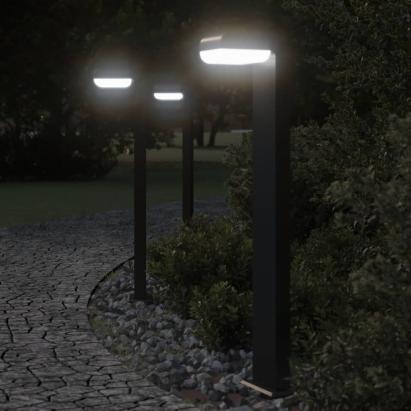 Lămpi exterioare de podea 3 buc. negru 80 cm aluminiu turnat GartenMobel Dekor