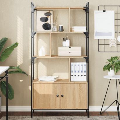 Bibliotecă cu uși stejar sonoma 76,5x30x154,5 cm lemn compozit GartenMobel Dekor