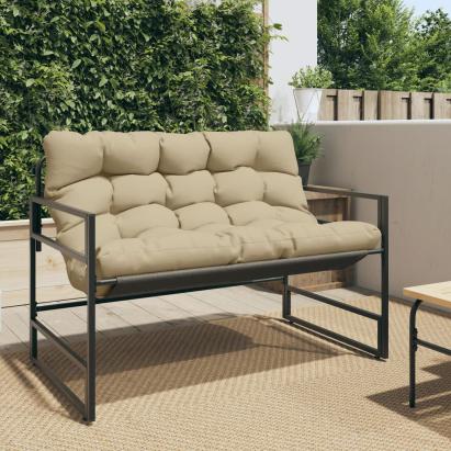 Bancă de grădină cu pernă, taupe, 113 cm, oțel GartenMobel Dekor