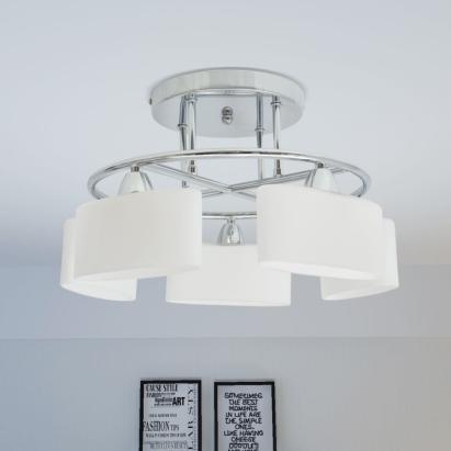 Lustră cu abajururi din sticlă elipsoide, 5 becuri E14, 200 W GartenMobel Dekor