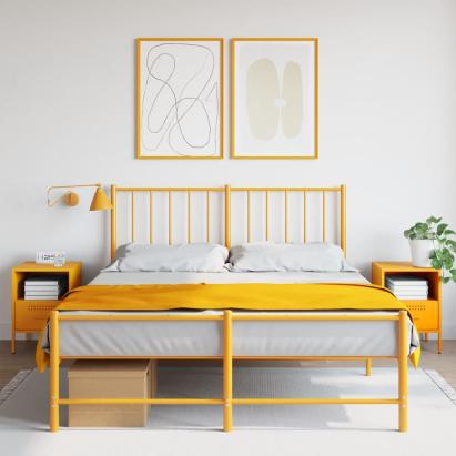 Noptiere 2 buc. galben muștar 36x39x50,5cm oțel laminat la rece GartenMobel Dekor