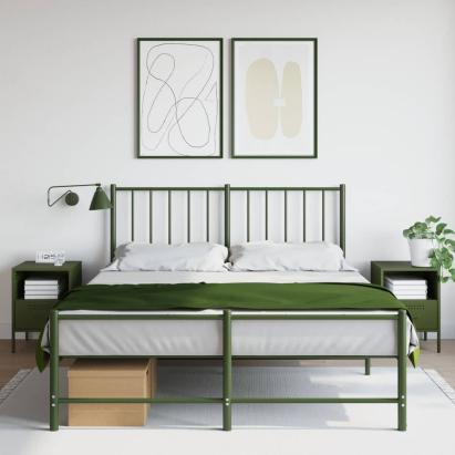 Noptiere 2 buc. verde măslină 36x39x50,5cm oțel laminat la rece GartenMobel Dekor