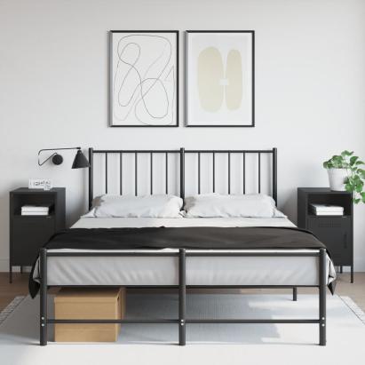 Noptiere, 2 buc., negru, 36x39x68 cm, oțel laminat la rece GartenMobel Dekor