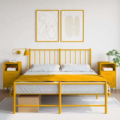 Noptiere 2 buc. galben muștar 36x39x68 cm oțel laminat la rece GartenMobel Dekor