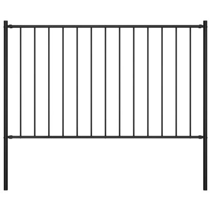 Panou de gard cu stâlpi, negru, 1,7 x 1 m, oțel GartenMobel Dekor