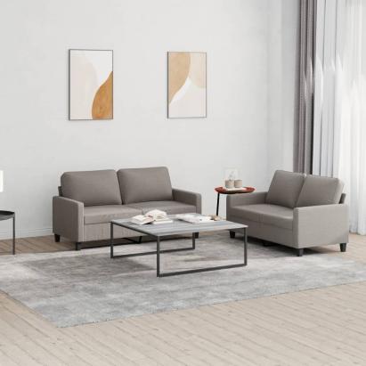 Set de canapea cu perne, 2 piese, gri taupe, material textil GartenMobel Dekor