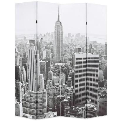 Paravan cameră pliabil, 160x170 cm, New York pe zi, alb/negru GartenMobel Dekor