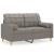 Canapea cu 2 locuri cu pernuțe, gri taupe, 120 cm, textil GartenMobel Dekor