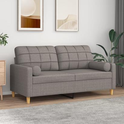 Canapea cu 2 locuri cu pernuțe, gri taupe, 140 cm, textil GartenMobel Dekor