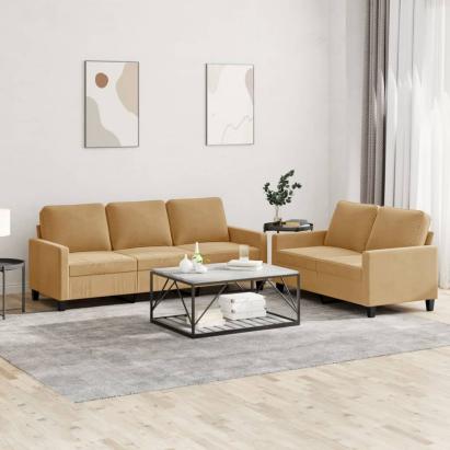 Set de canapele cu perne, 2 piese, maro, catifea GartenMobel Dekor