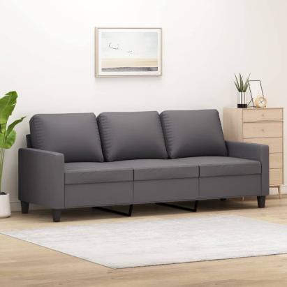 Canapea cu 3 locuri, gri, 180 cm, piele ecologică GartenMobel Dekor