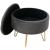 Taburet, rotund, cu spatiu depozitare, catifea, gri grafit, max 80 kg, 38x33 cm, Caro, Akord GartenVIP DiyLine