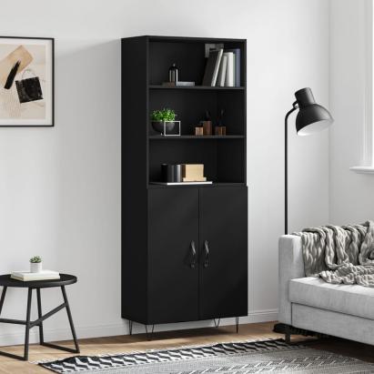 Dulap înalt, negru, 69,5x34x180 cm, lemn compozit GartenMobel Dekor