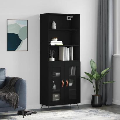 Dulap înalt, negru, 69,5x34x180 cm, lemn compozit GartenMobel Dekor
