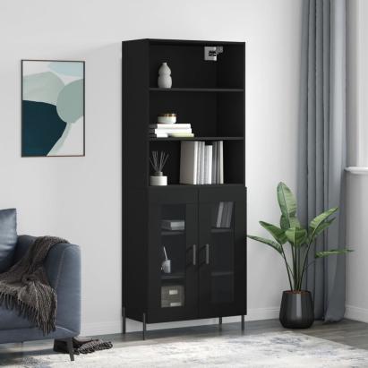 Dulap înalt, negru, 69,5x34x180 cm, lemn compozit GartenMobel Dekor