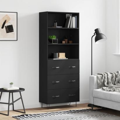 Dulap înalt, negru, 69,5x34x180 cm, lemn compozit GartenMobel Dekor