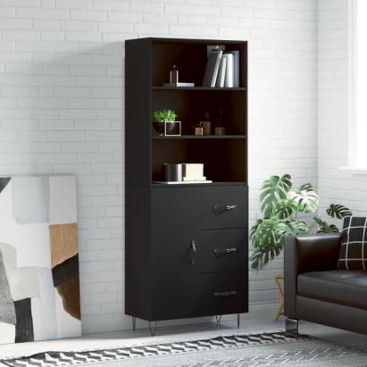 Dulap înalt, negru, 69,5x34x180 cm, lemn compozit GartenMobel Dekor