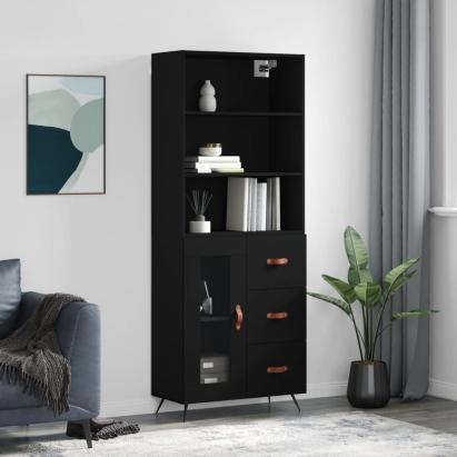 Dulap înalt, negru, 69,5x34x180 cm, lemn compozit GartenMobel Dekor