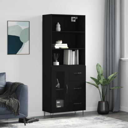 Dulap înalt, negru, 69,5x34x180 cm, lemn compozit GartenMobel Dekor