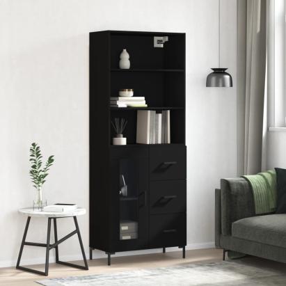 Dulap înalt, negru, 69,5x34x180 cm, lemn compozit GartenMobel Dekor