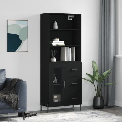 Dulap înalt, negru, 69,5x34x180 cm, lemn compozit GartenMobel Dekor