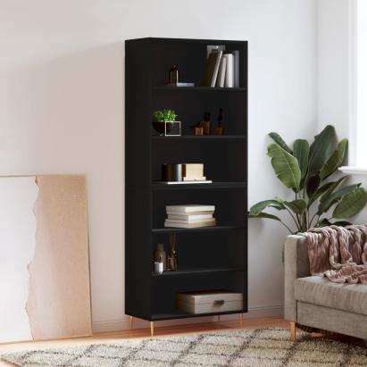 Dulap înalt, negru, 69,5x32,5x180 cm, lemn prelucrat GartenMobel Dekor
