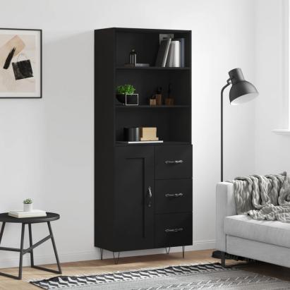 Dulap înalt, negru, 69,5x34x180 cm, lemn compozit GartenMobel Dekor