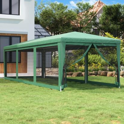 Cort de petrecere cu 8 pereți din plasă, verde, 3x9 m, HDPE GartenMobel Dekor