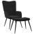 Scaun de relaxare cu taburet, negru, catifea GartenMobel Dekor