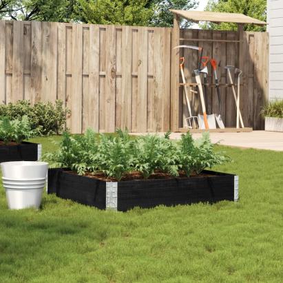 Jardinieră de grădină, negru, 100x100 cm, lemn masiv pin GartenMobel Dekor