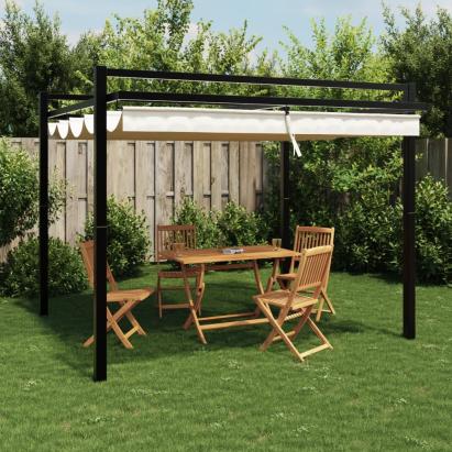 Foișor de grădină acoperiș retractabil crem 3x3 m aluminiu GartenMobel Dekor