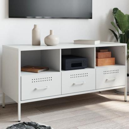 Dulap TV, alb, 100,5x39x50,5 cm, oțel laminat la rece GartenMobel Dekor