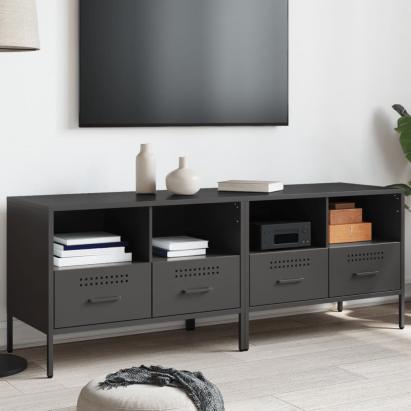 Dulap TV, 2 buc., negru, 68x39x50,5 cm, oțel laminat la rece GartenMobel Dekor