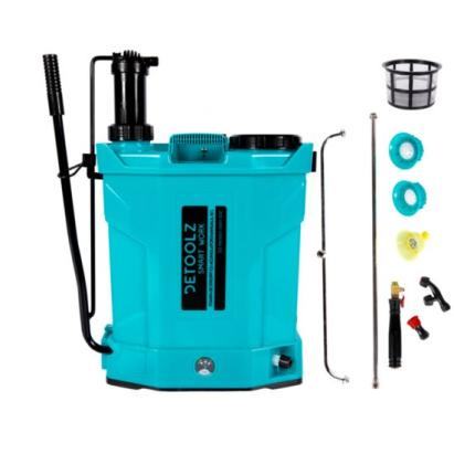 Pulverizator gradina, pompa de stropit, Detoolz, 2 in 1, vermorel, manual si electric, pentru spate, cu acumulator 8 Ah, accesorii, 16 L GartenVIP DiyLine