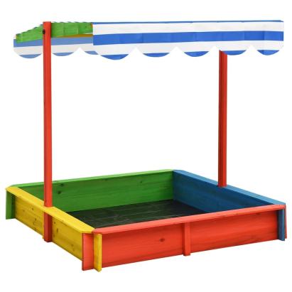 Cutie de nisip cu acoperiș ajustabil, multicolor lemn brad UV50 GartenMobel Dekor