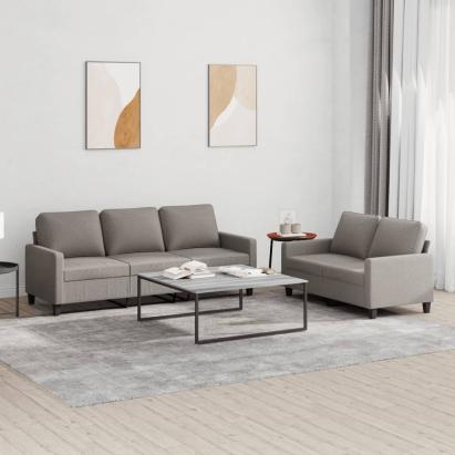 Set de canapea cu perne, 2 piese, gri taupe, material textil GartenMobel Dekor